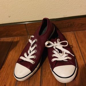 Burgundy leather converse
